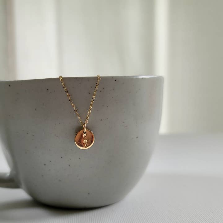 GiGisPetals - Wholesale Pendant/Charm Necklace - Project Semicolon 9mm Necklace in Gold, Rose Gold, & Silver