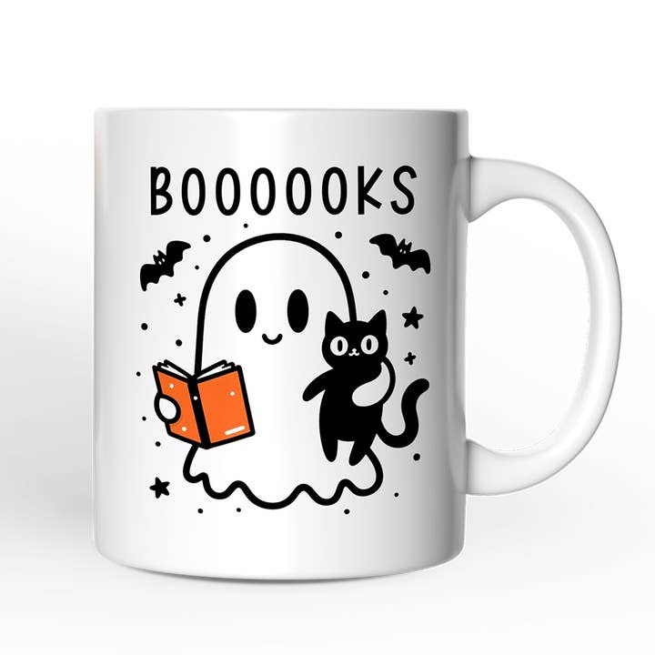 OrnamentallyYou - Wholesale Coffee mug - Boooooks and Purrs Gift Halloween Mug3