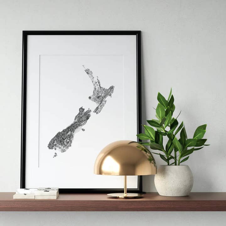 New Zealand Topography Map - Poster Print, Canvas, Digital for wholesale by Nativah Chaya