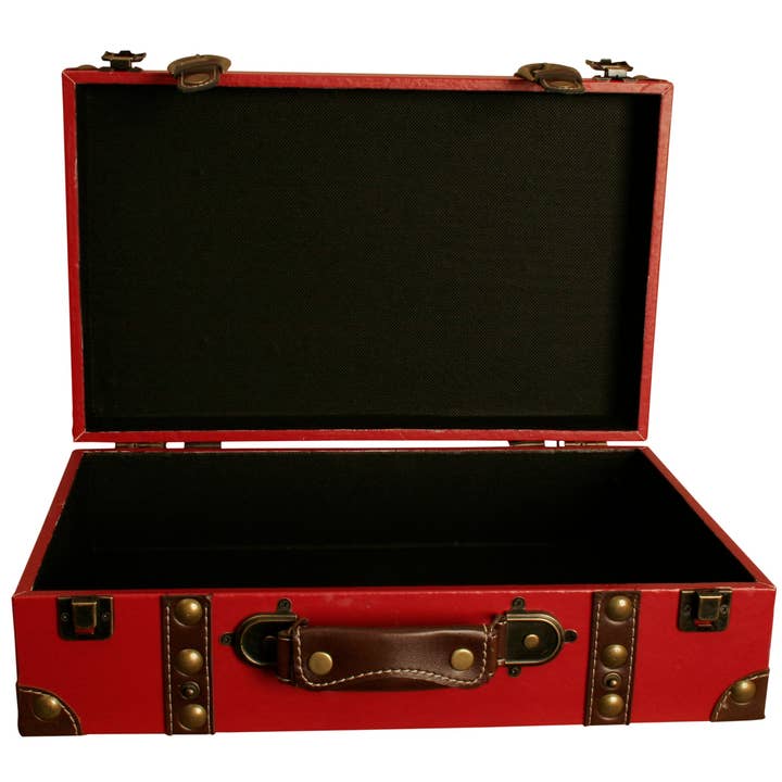 WALD IMPORTS - Wholesale Decorative Box - Red Faux Leather Suitcase4