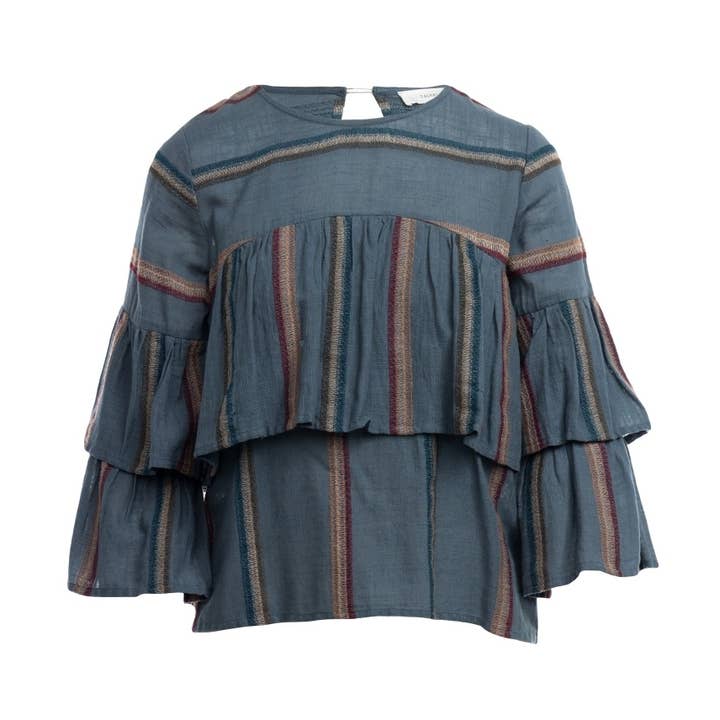 Multi-stripe Embroidered Blouse for wholesale by Naked Zebra Rack