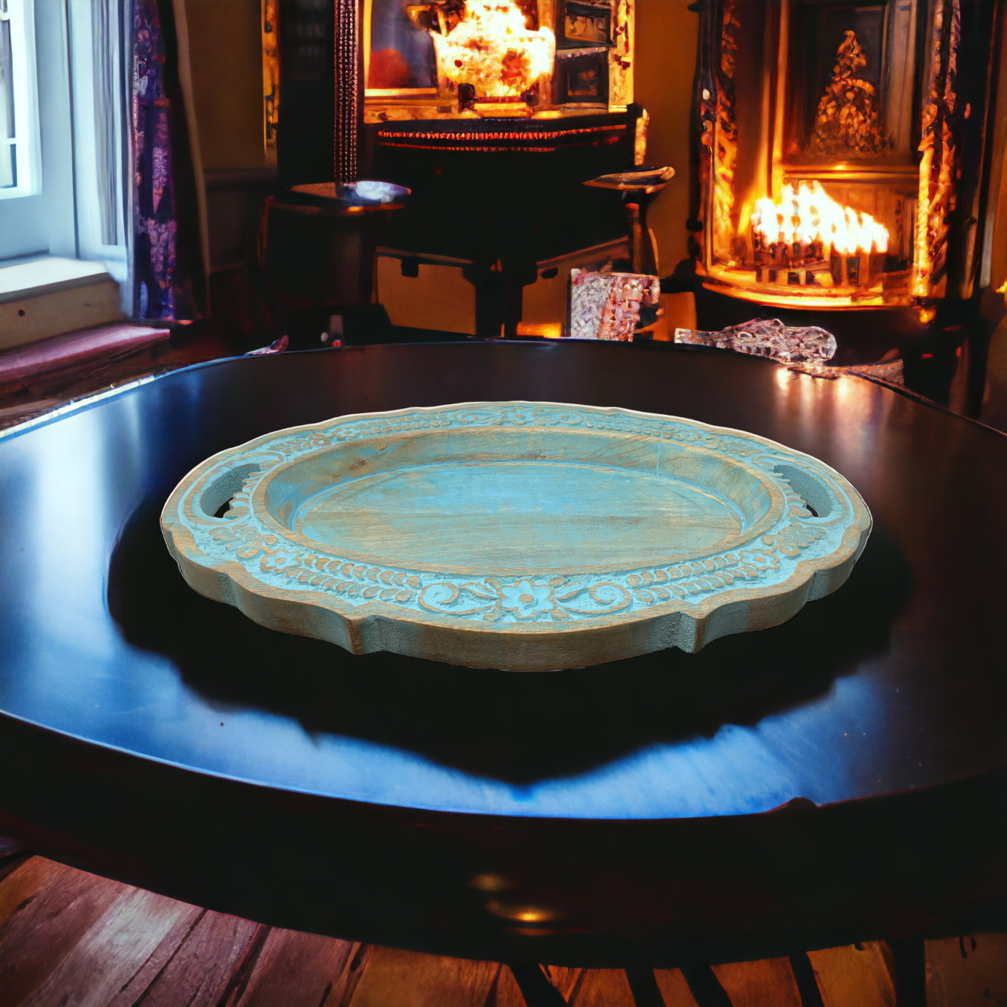 Wilco Home – Engroshandel Pyntebakke – Håndskåret massivt mangotræ Boutique-bakke5