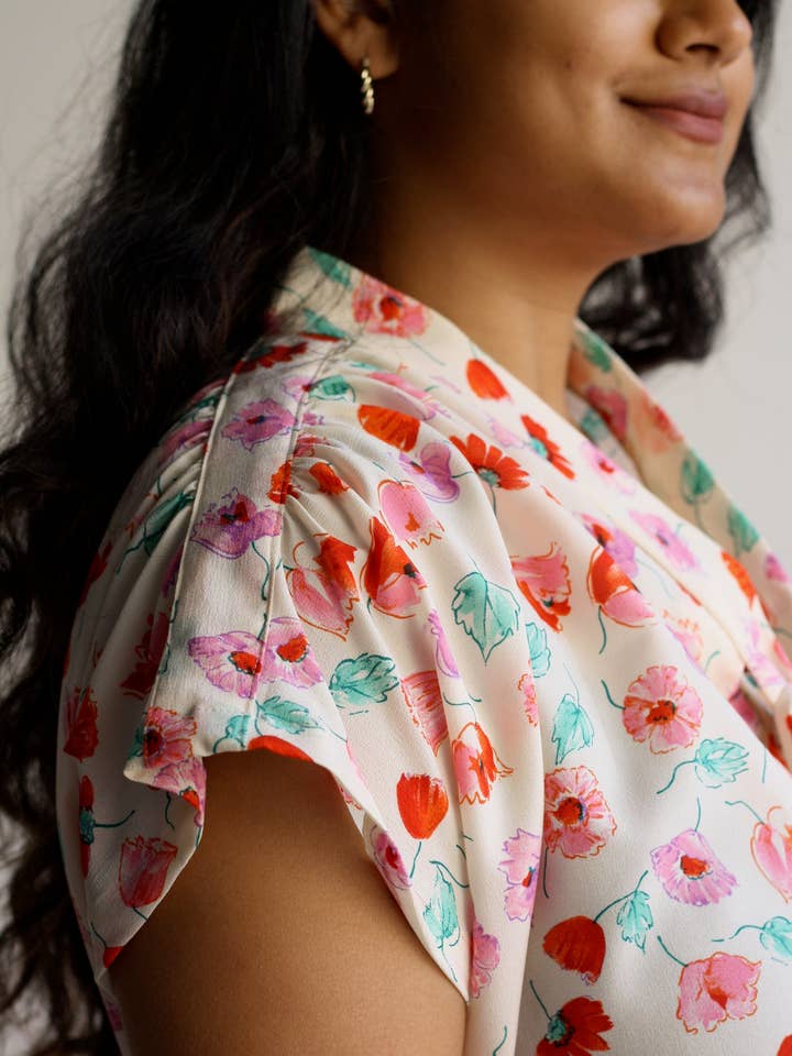 Faye Blouse - Sketchbook Floral for wholesale by Myrtle
