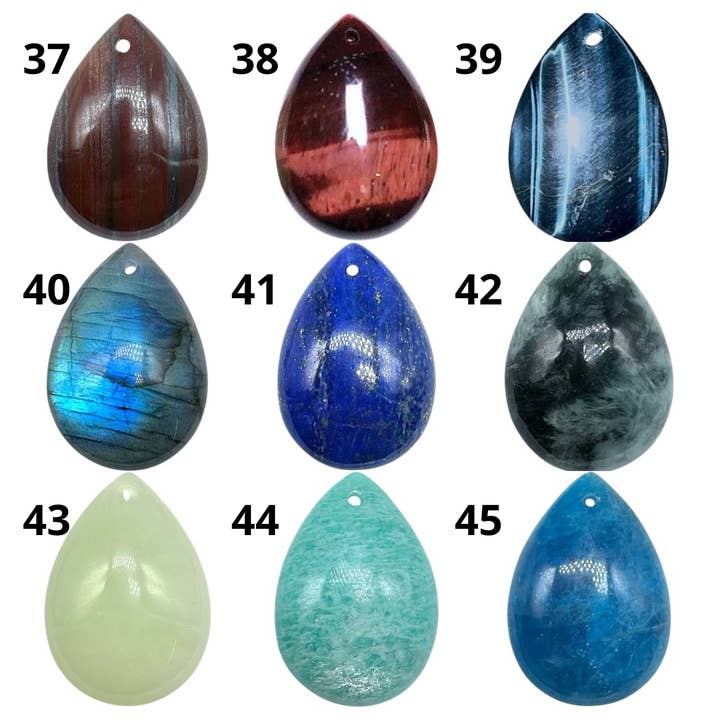 Foliesbijoux - Wholesale Individual Charm/Pendant - Drop-shaped pendant pierced in front (47 different stones) (bail not included)5