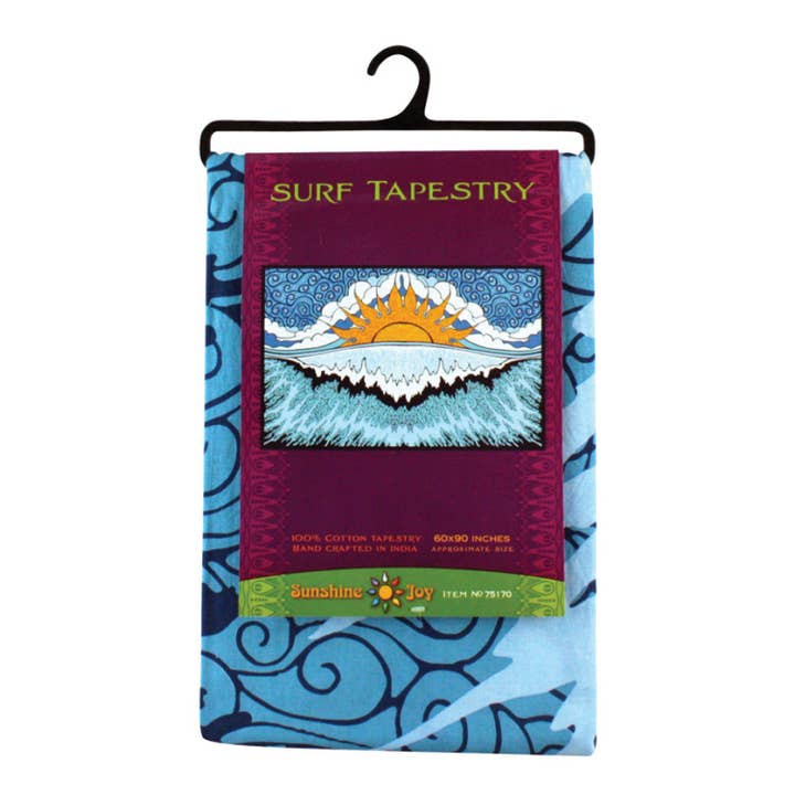 Sunshine Joy - Wholesale Tapestry/Textile - Sun Wave Tapestry Beach Surfer Tapestries Hanger Packaged
