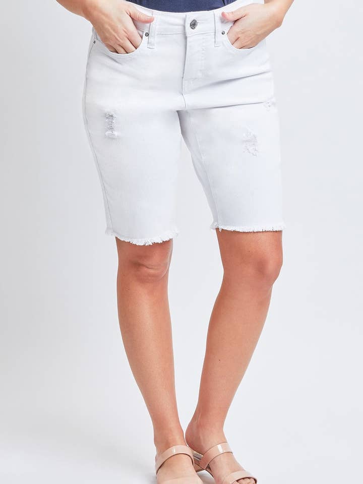 Vintage Dream Bermuda Shorts With Frayed Hem-WM107170N for wholesale by YMI