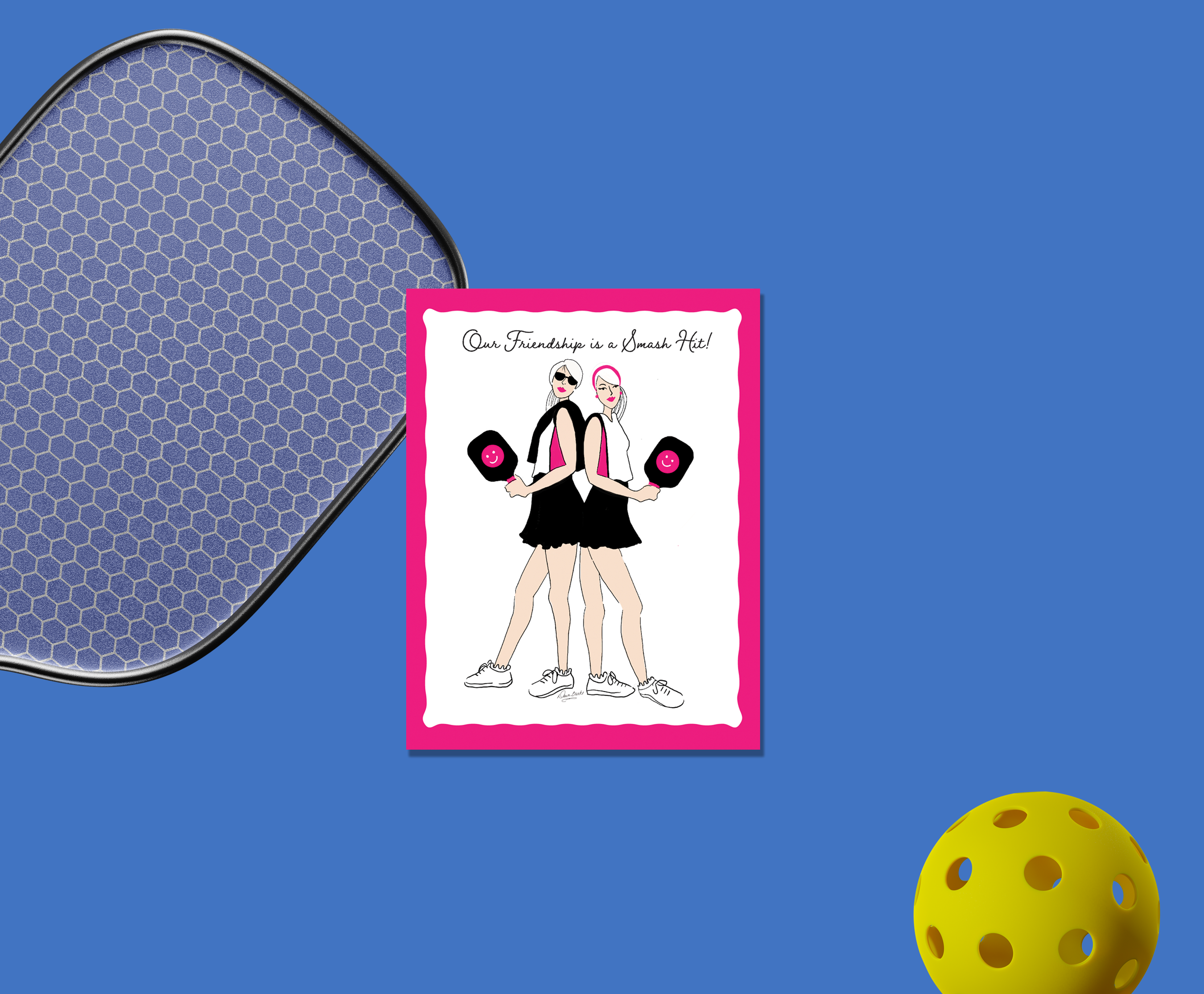 Dawn of Designs - Wholesale Stationery/Notecard Set - Women's Pickleball Boxed Card Set- 4 cards 4