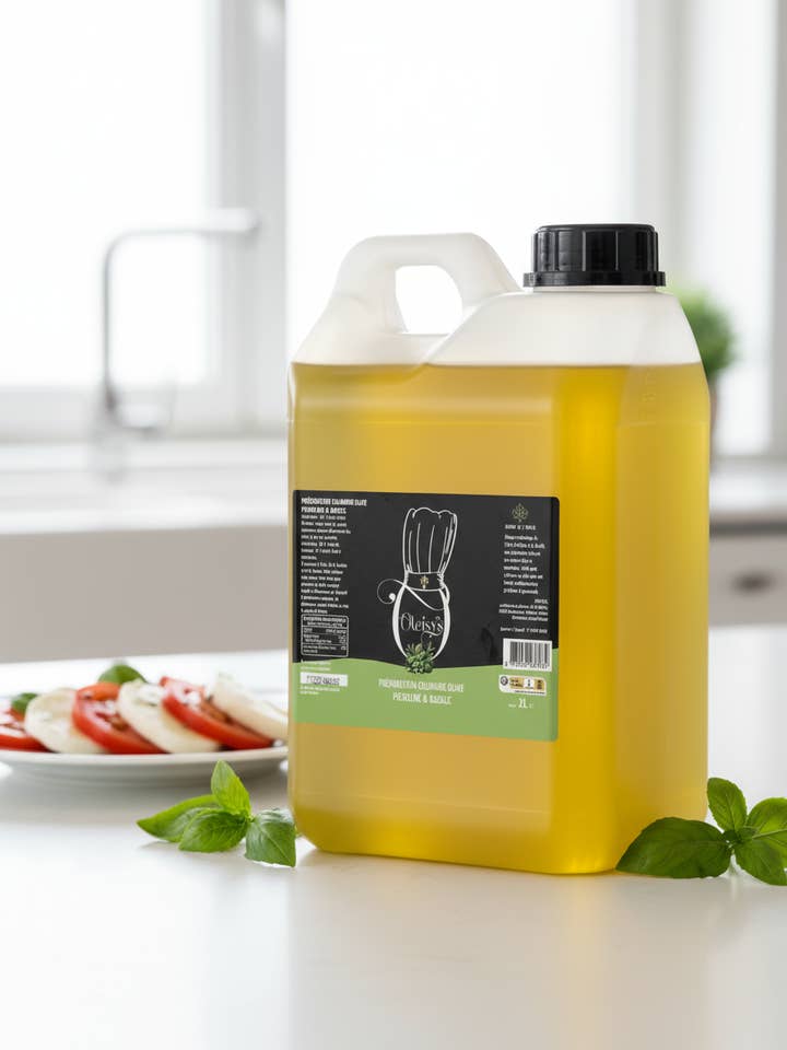 Azeite de Oliva com Manjericão Oleisys® - Preparação Culinária 2L por atacado de Oleisys