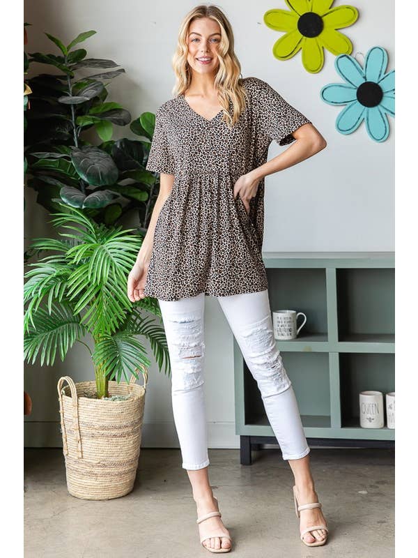 Black ST1875-38 ANIMAL BABYDOLL TOP for wholesale on Faire