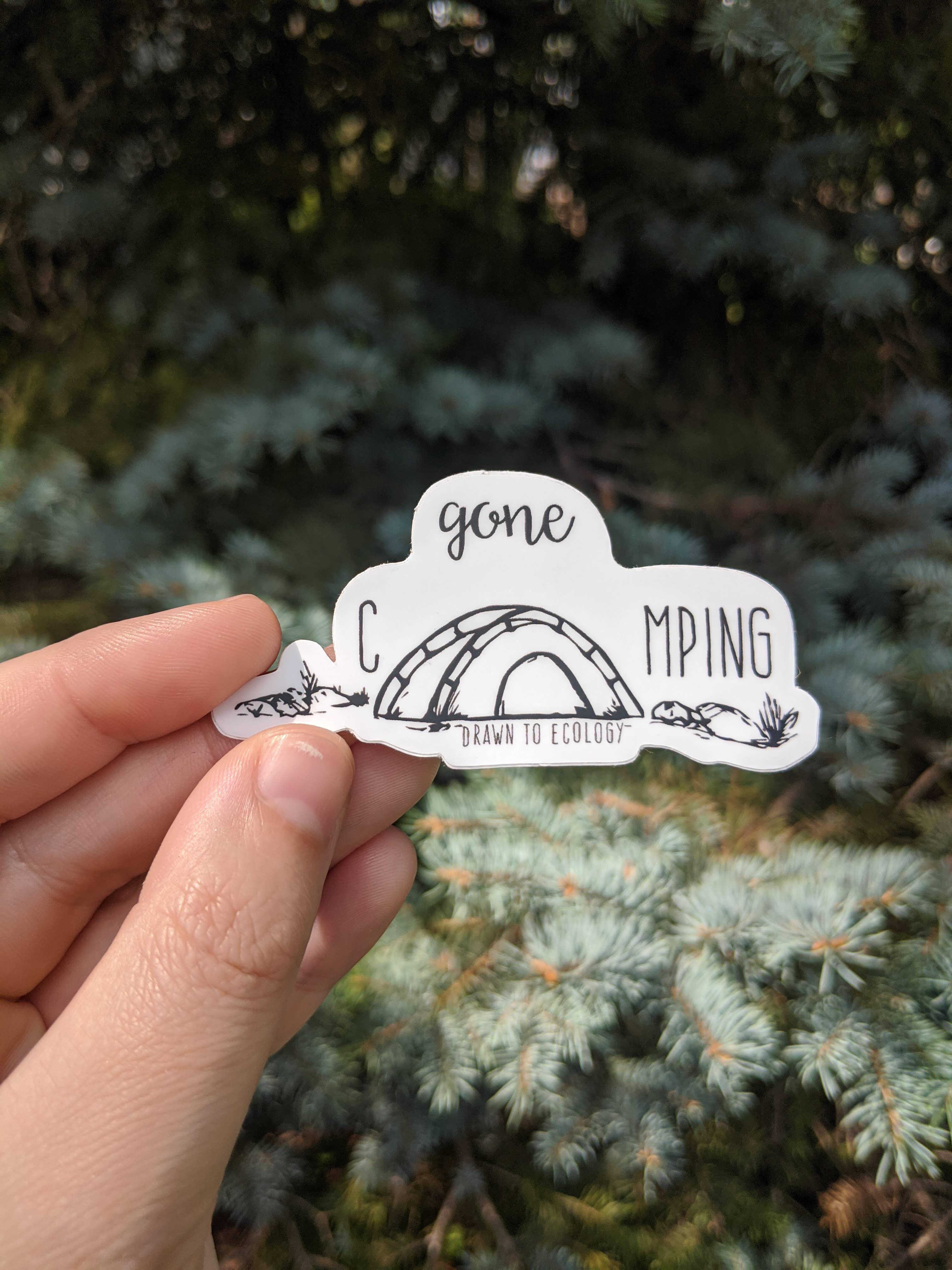 Drawn to Ecology - Wholesale Sticker - Gone Camping Sticker1