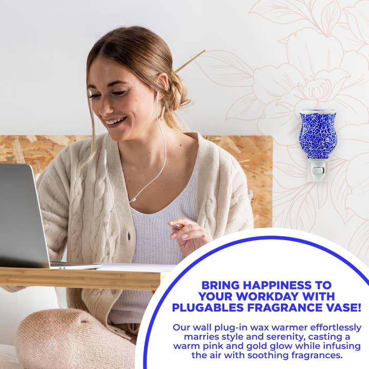 Belle Aroma® - Wholesale Wax Warmer - Plugables® Fragrance Vase - Blue Mosaic Wax Warmer4