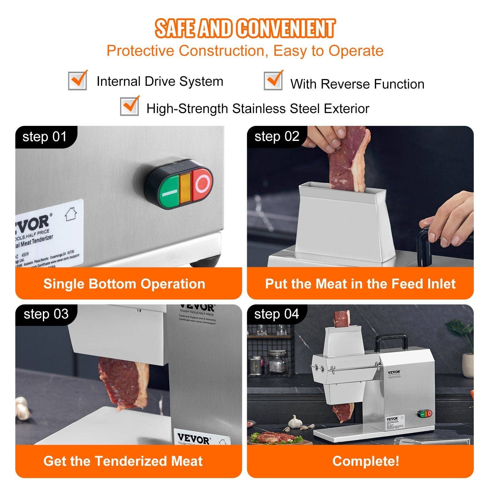 Hard Rock Health Stores - Wholesale Kitchen Appliance - Commercial Meat Tenderizer, Heavy Duty Stainless Steel4