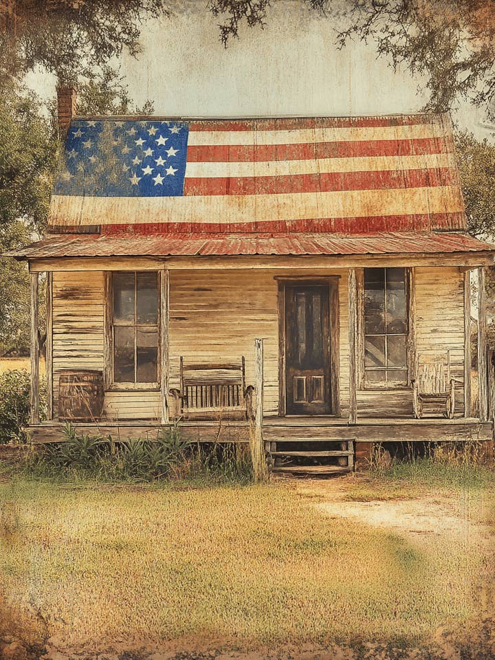 Proud American Home - Impressões artísticas de parede para decoração de interiores ocidental e sudoeste — Obra de 8 ″ x 10″ — 11 ″ x14″ fosco por atacado de Mowbi