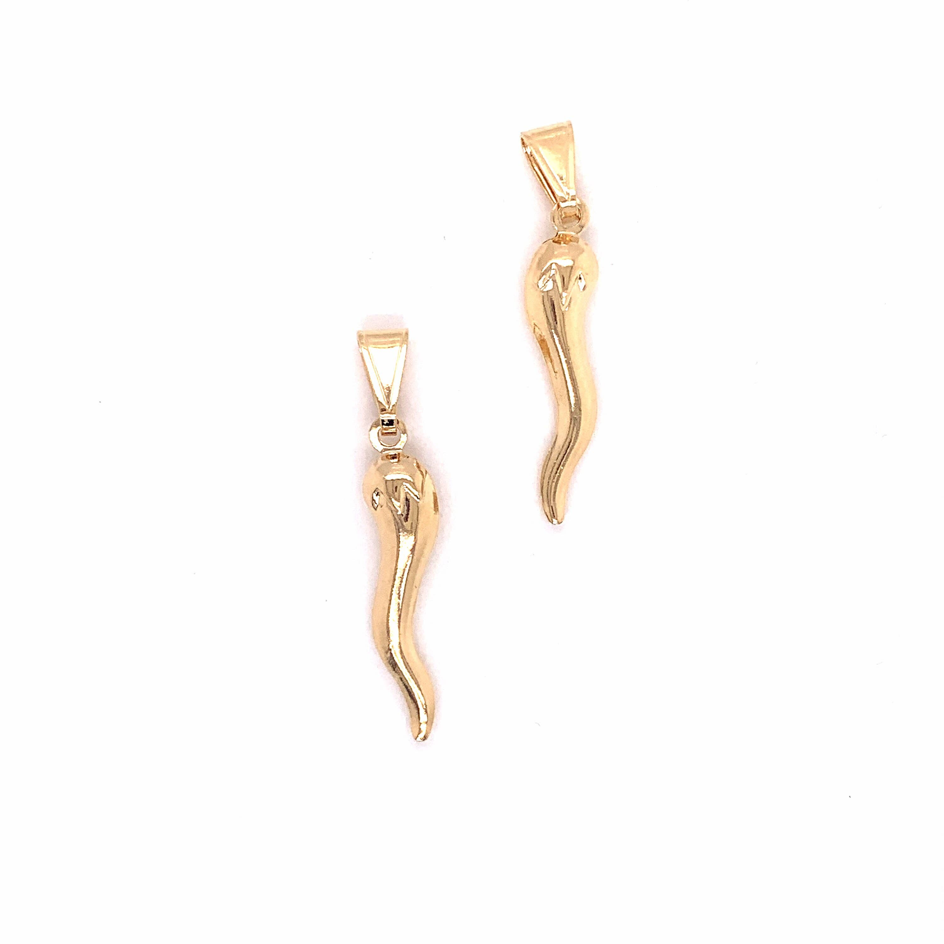 The Bead Bazaar - Wholesale Individual Charm/Pendant - 18K Gold Filled Italian Horn Charm, Cornicello Charms, Gold Filled Jewelry, Bulk Charms For Jewelry Making, Cornicello Pendant, Wholesale Pendant3