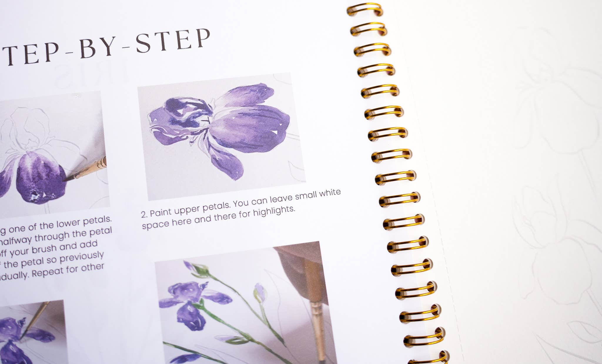 Jean Choe Art & Design - Wholesale Sketchbook/Sketchpad - Watercoloring Book. Watercolor Workbook - Outlined Flowers.3