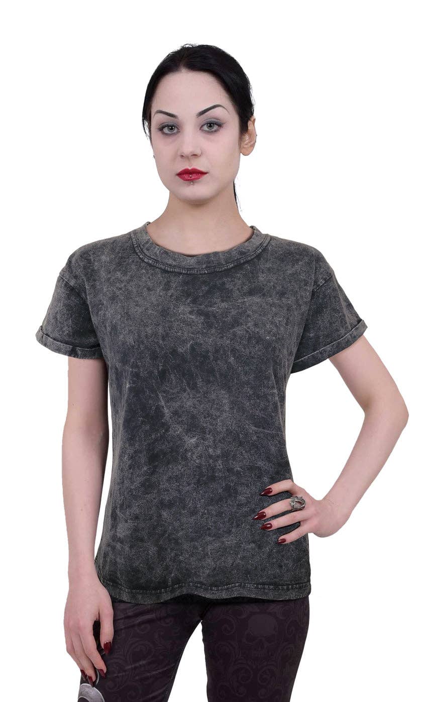 Spiral - Wholesale T-Shirt - Women's - URBAN FASHION - Acid Wash Turnup Sleeve2