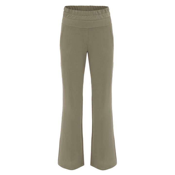 Flared Sweatpants with Functional Waist Khaki for wholesale by anou anou