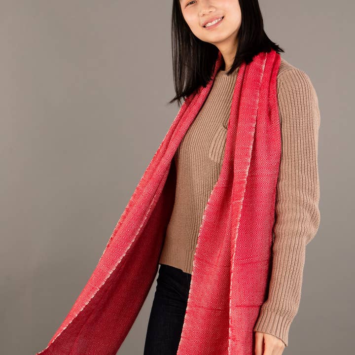 Krama Heritage - Wholesale Scarf - Women's - The Large Warm Poppy Red Krama in its palm leaf case - Woman2
