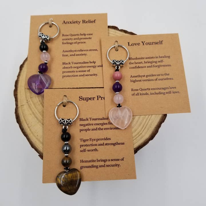 Valentine Natural Stone Heart Keychain for wholesale by CHAKRA JEWELRY