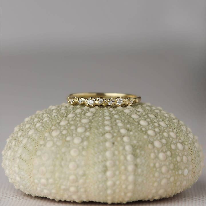 Lacee Alexandra Jewelry - Wholesale Wedding Band/Ring - Solid Gold Isla Ring - Ocean Inspired Diamond Band