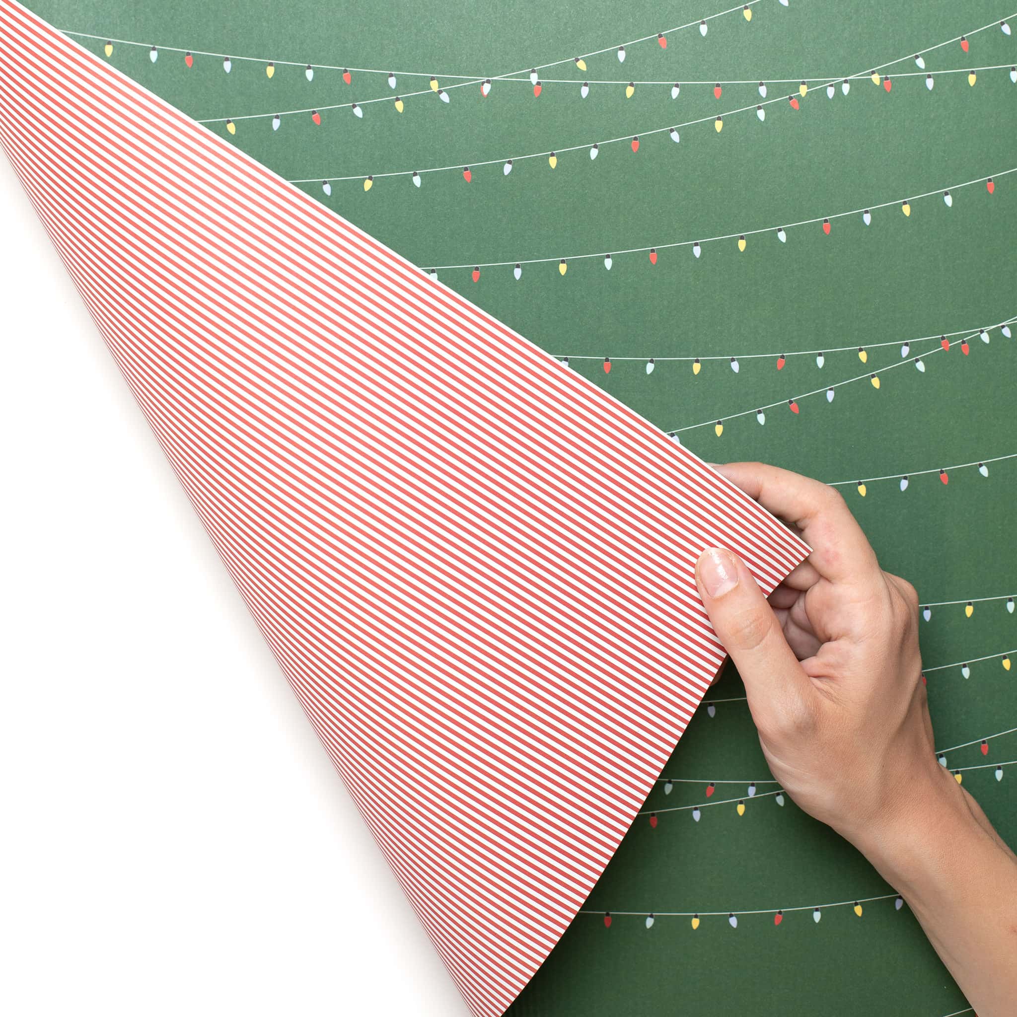 My Pretty Circus - Wholesale Flat Wrap - Christmas wrapping paper green “light chain” - double sided2