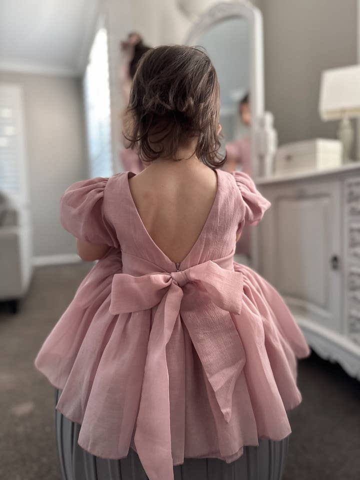 A Little Lacey - Wholesale Dress - Baby - Delia Dusty Pink Baby Dress