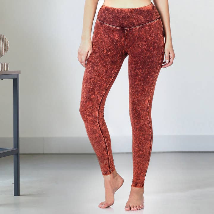 42POPS - Wholesale Fashion Leggings - Women's - ._ SI-16456 Mineral Washed Wide Waistband Yoga Leggings