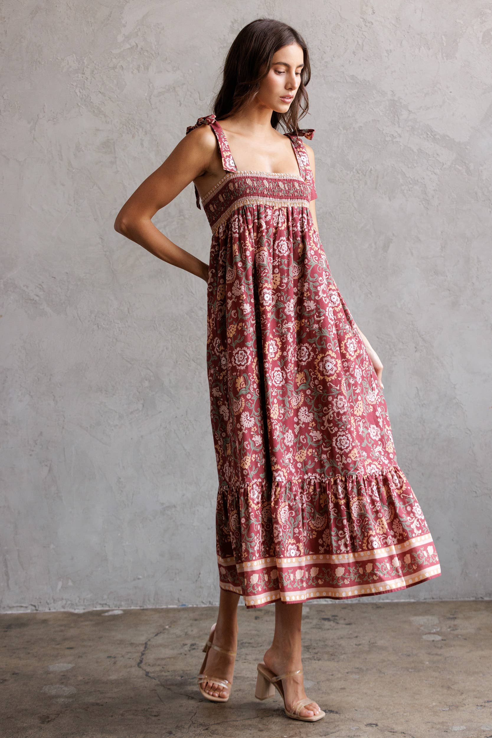 STORIA - Wholesale Dress - Women's - SJD7582 - MULTI FLORAL TIE MIDI DRESS5