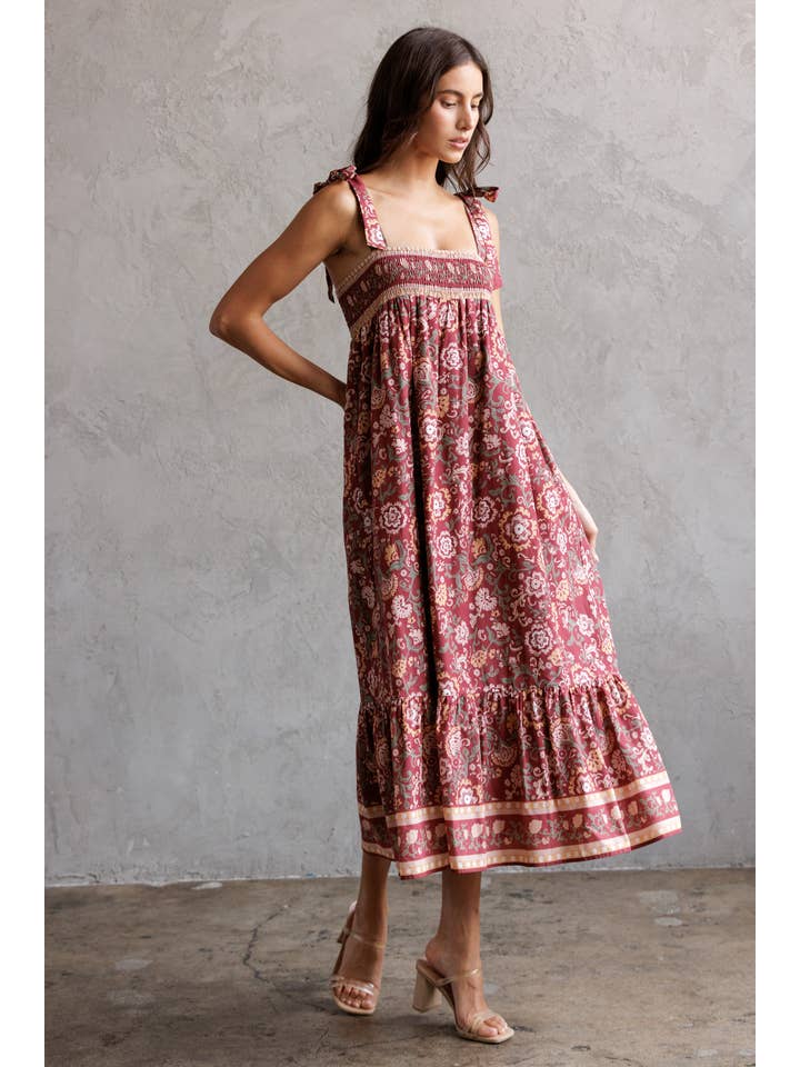 STORIA - Wholesale Dress - Women's - SJD7582 - MULTI FLORAL TIE MIDI DRESS5