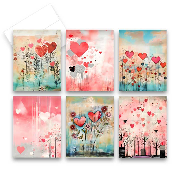 Tarjetas variadas para el Día de San Valentín, juego de 6, interior en blanco para venta al por mayor de Aria Rae