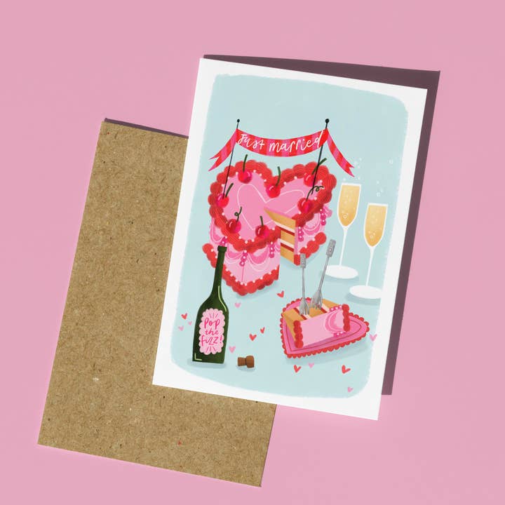Hochzeit, Feier, Glückwunschkarte zur Hochzeitstorte für den Großhandel von Lucy Hook Designs