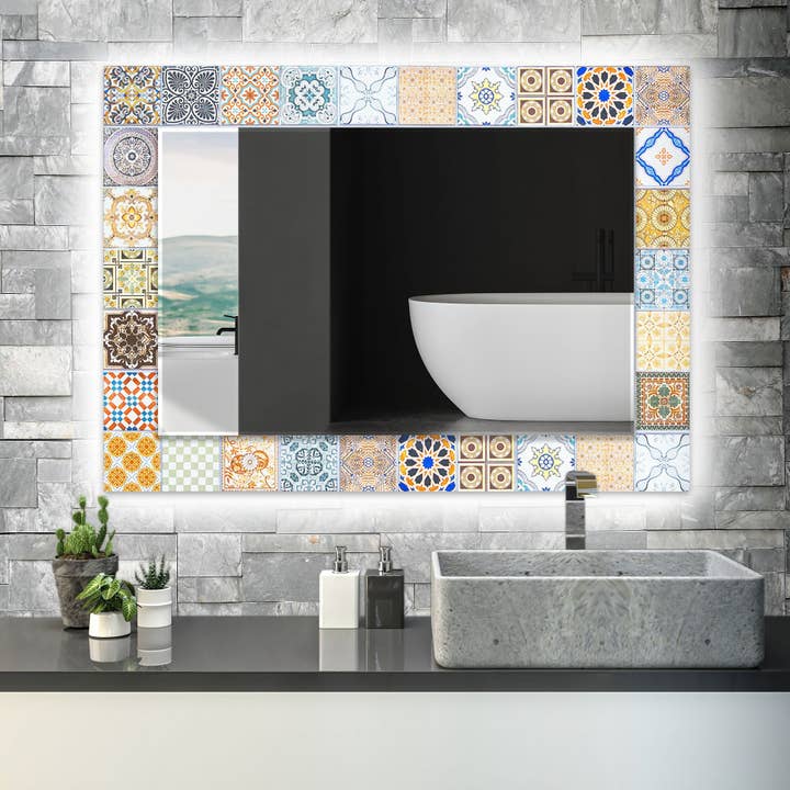 Miroir mural en verre trempé en mosaïque pour la vente par MyPhotostation