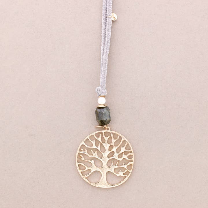 Colar Longo Chenille com Pingente Árvore de Metal por atacado de Sonata