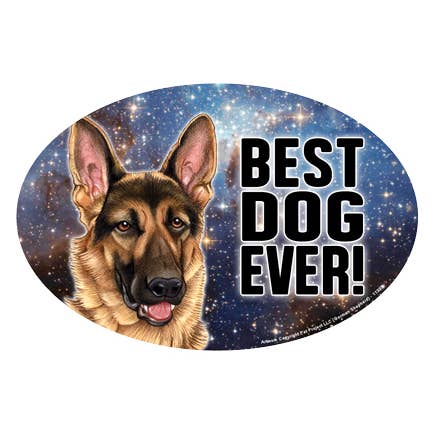 German Shepherd (Best Dog Ever!) 4" x 6" oval car magnet. for wholesale by SJT Enterprises, Inc.