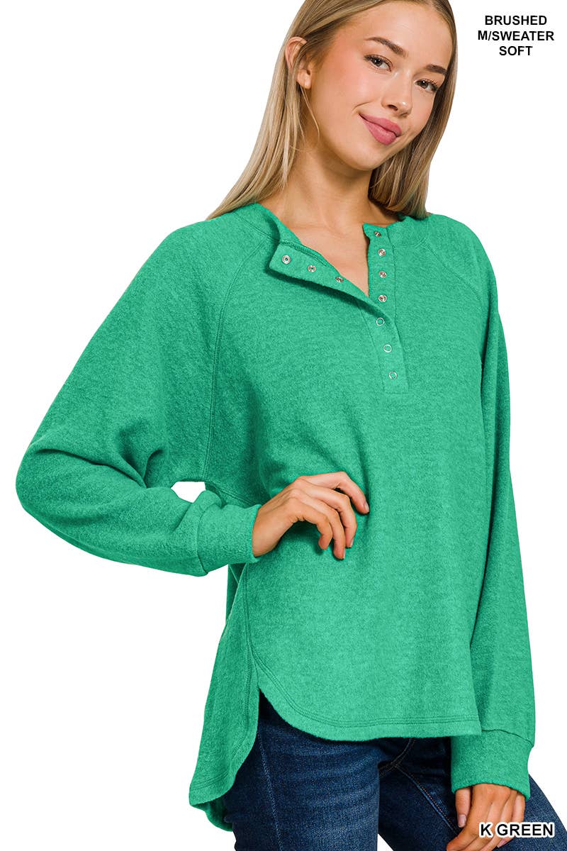 Vanilla Monkey - Wholesale Knit Sweater - Women's - Brushed Melange Hacci Oversized Henley Sweater6