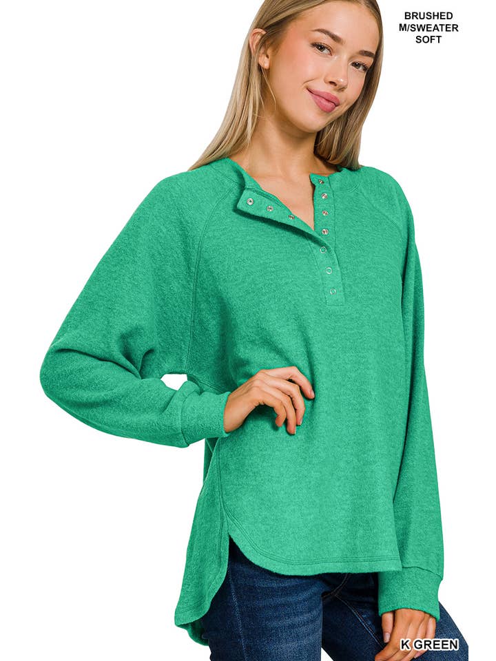 Vanilla Monkey - Wholesale Knit Sweater - Women's - Brushed Melange Hacci Oversized Henley Sweater6