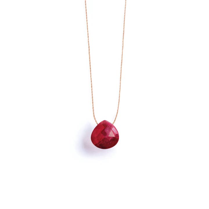 July Ruby Fine Cord Birthstone Necklace for wholesale by Wanderlust Life