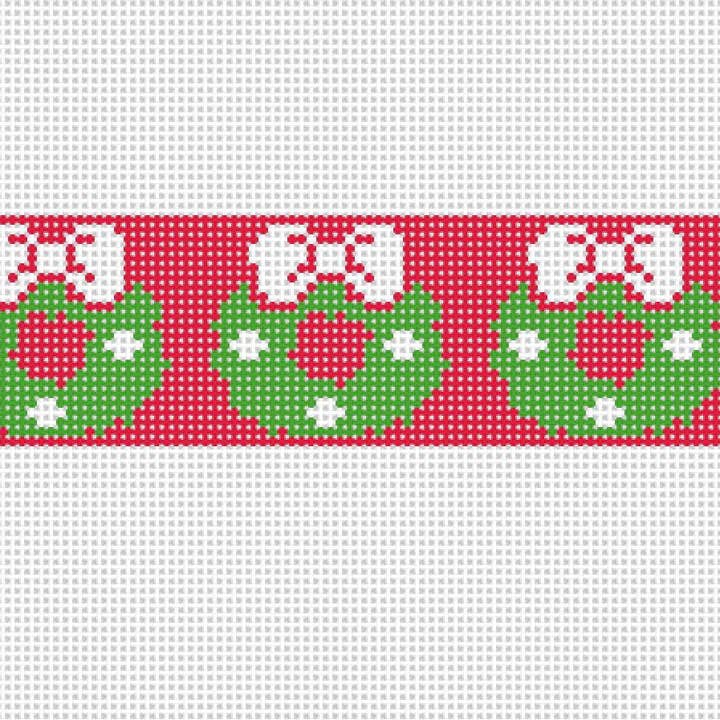 Christmas Wreath Needlepoint Cuff Bracelet Kit for wholesale by Needlepoint by Laura