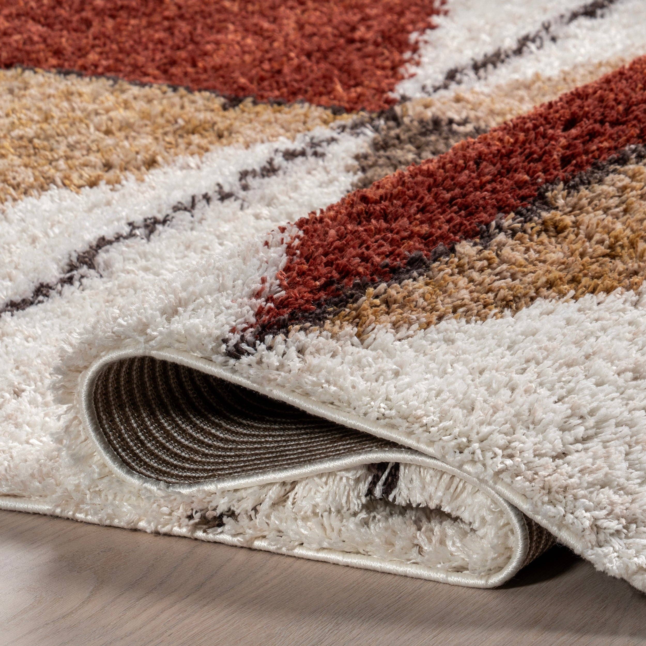 Rust Kali Shaggy Diamond Tassel Area Rug for wholesale on Faire26