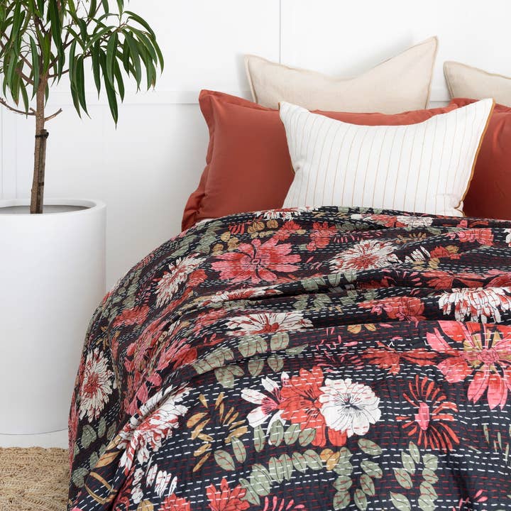 Kantha täcke indiska täcke block Print täcke överkast för wholesale av Linen Connections