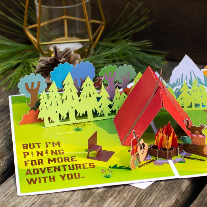 Cardstalked - Wholesale Valentine's Day Card - Sappy Tent Camping Pop-Up Anniversary Card-Cute Valentine's