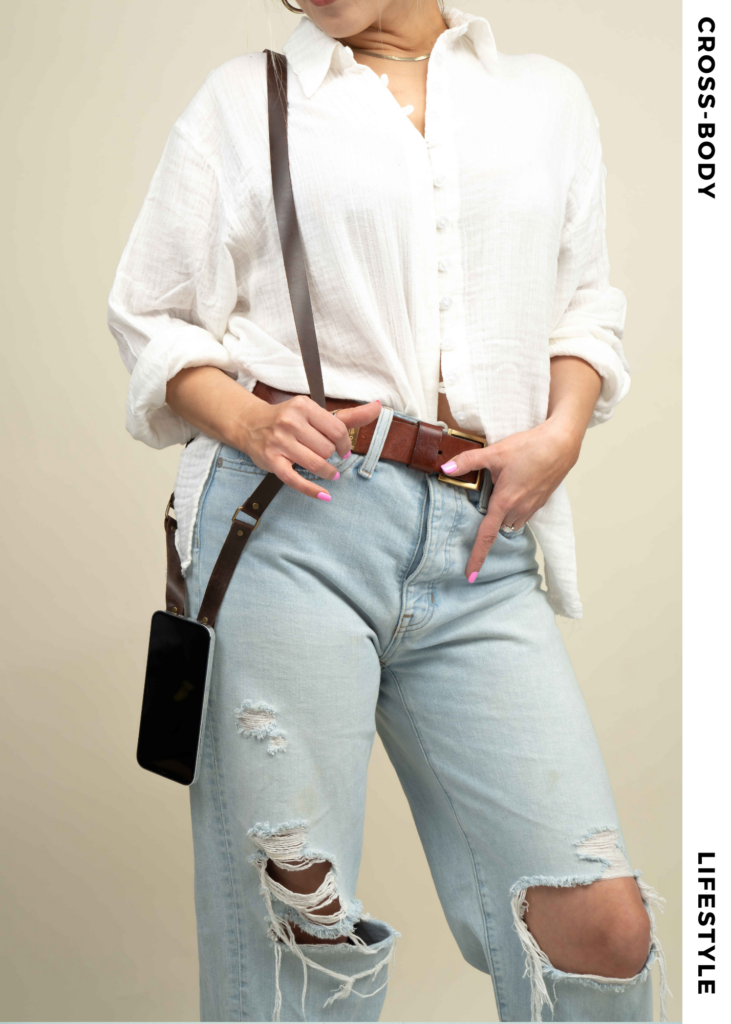 Clutch Creations - Wholesale Phonecase Strap - Brown Leather Detachable Cross-Body Phone Strap1