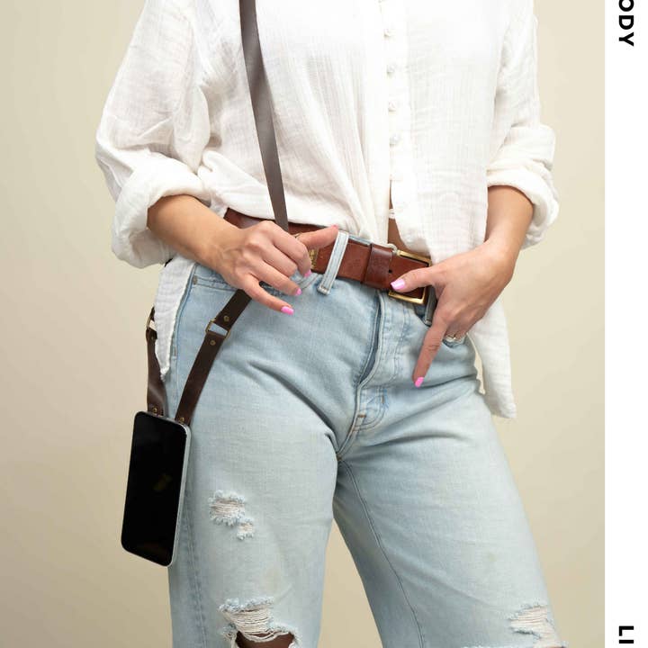 Clutch Creations - Wholesale Phonecase Strap - Brown Leather Detachable Cross-Body Phone Strap1