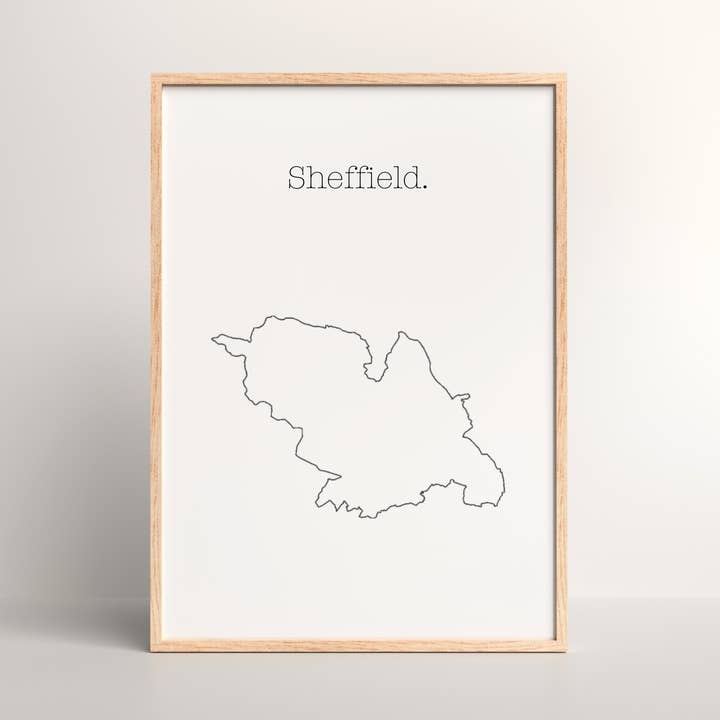 Stampa d'Arte Murale di Lusso Mappa Minimalista di Sheffield per la vendita all'ingrosso da parte di Harwill and Fox