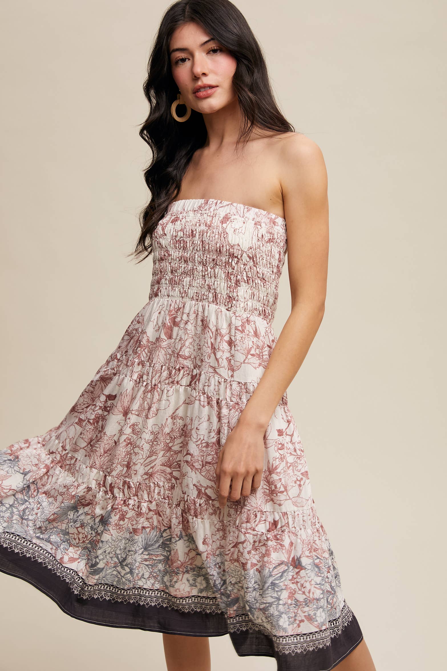 Listicle - Vente Jupe – femme - Jupe longue bohème convertible à smocks & robe bustier11