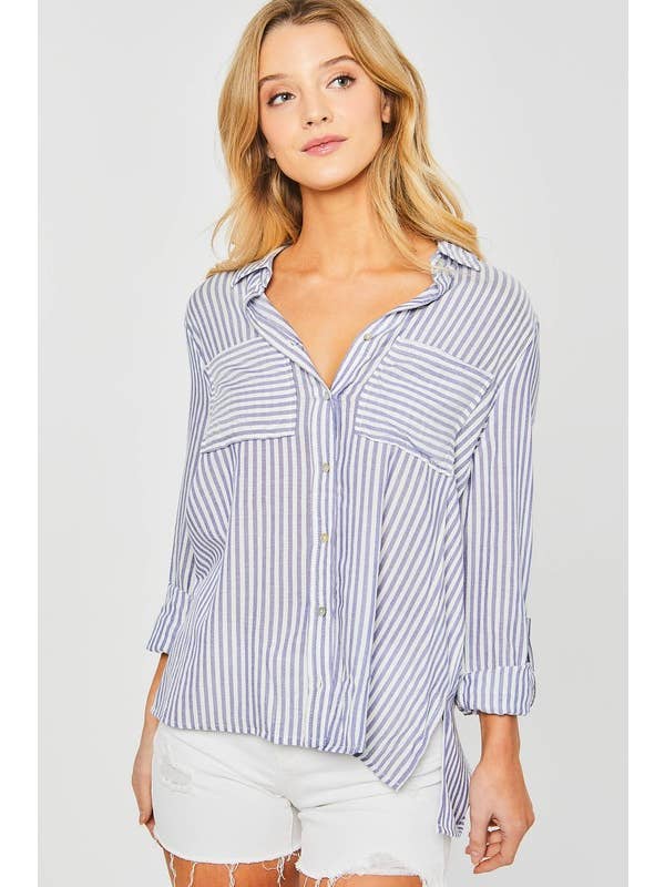 LIME-179421 „Gestreifte Hemden mit aufgerollten Ärmeln“ für den Großhandel auf Faire4