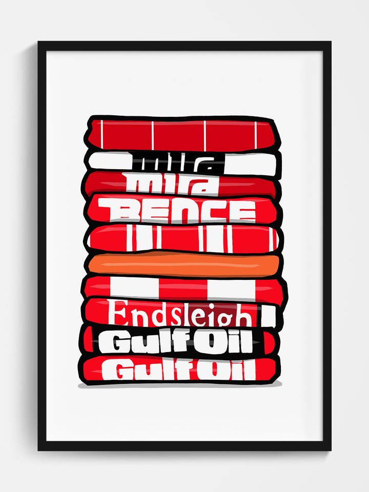 Cheltenham Shirt Stack Print for wholesale by Football Devotion