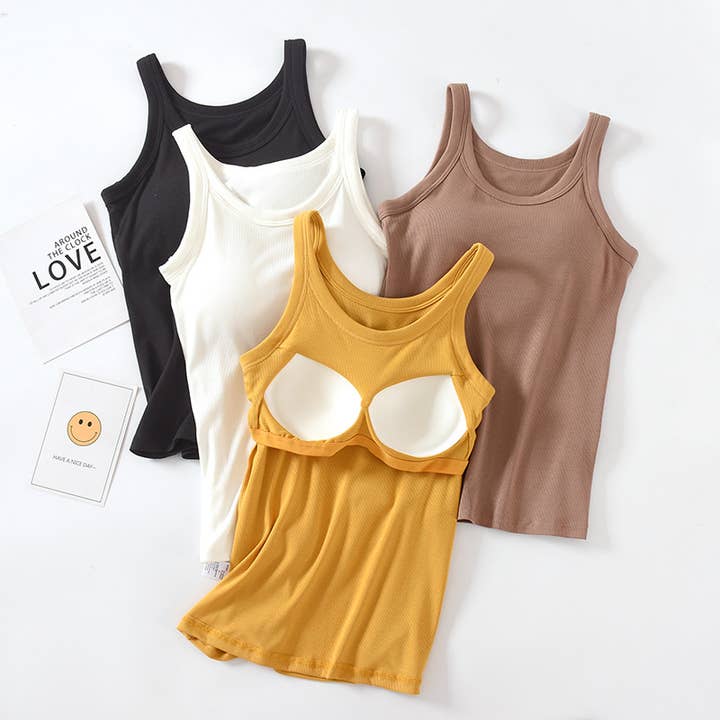 Rosa Clothing - Wholesale Tank Top - Women's - Essential basic rib tank top with built in bra in 13 colors