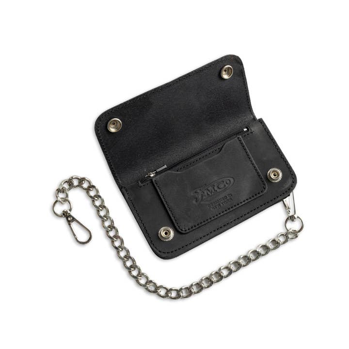 Gunmetal Black Small Leather Trucker Wallet by New York for wholesale on Faire2