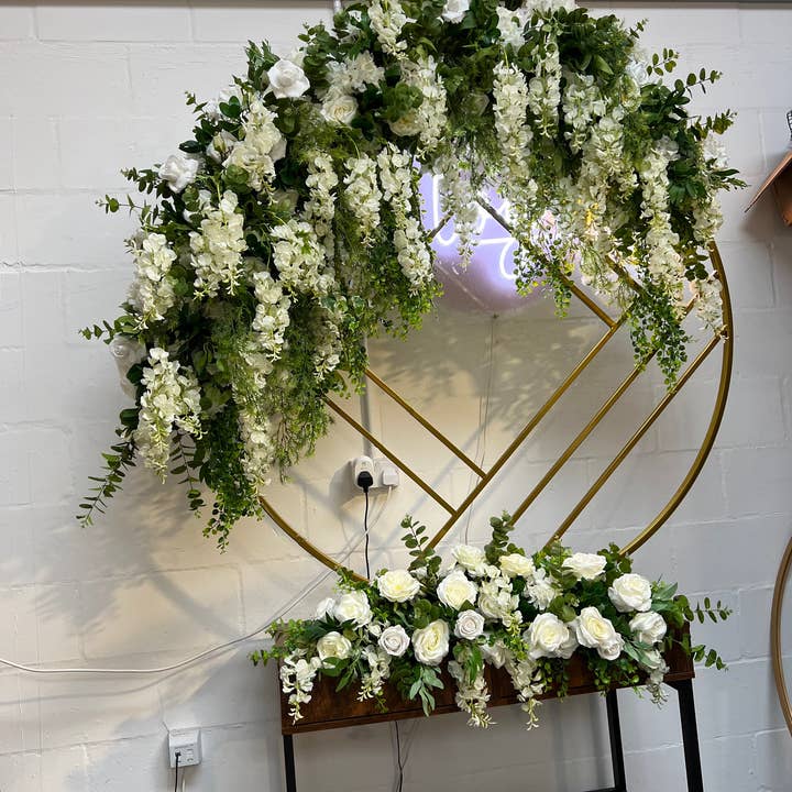 IVY CRUZ - Wholesale Bunting/Garland - Luxe White Rose Garland, Wisteria Flower Garland, White1